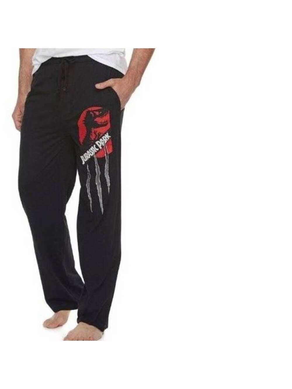 Jurassic Park Lounge Pants S Mens Sleep Pajamas Dinosaur Black Elastic Waist